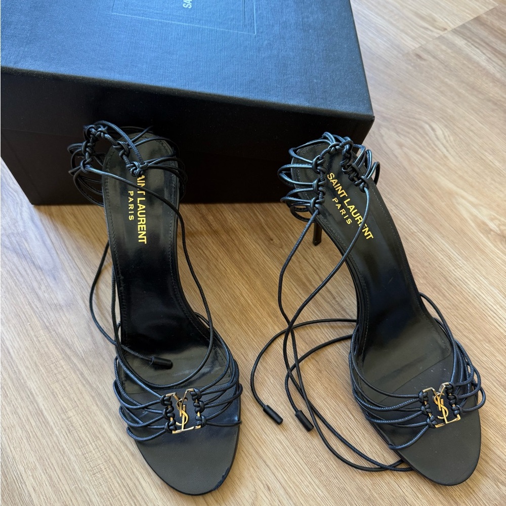 Saint Laurent Black Strappy Heels